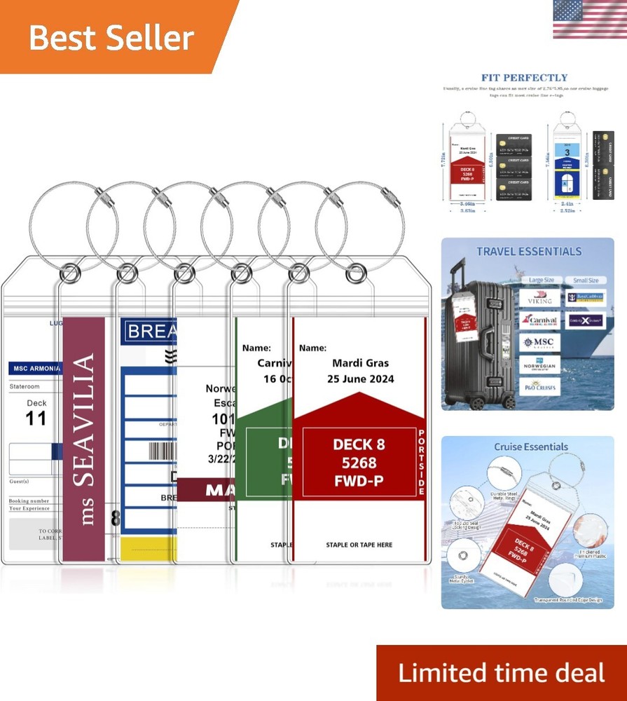 6 Pack Cruise Ship Luggage Tags for NCL Princess Carnival Essentials