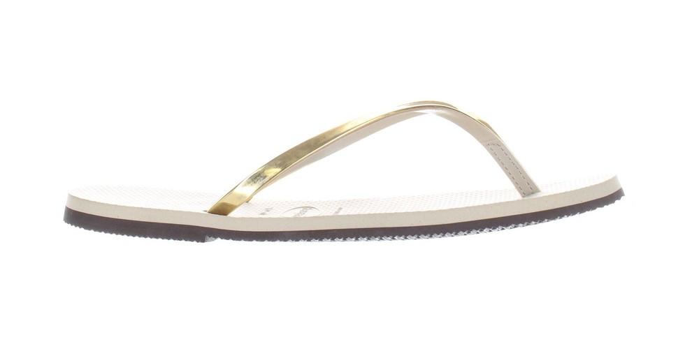 Havaianas Womens Gold T-Strap Sandals Size 9 (7638695) JG-7638695