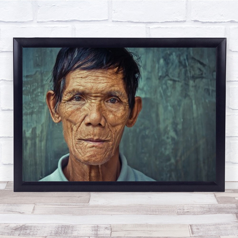 Lines Full Of Expression Face Portrait Old Wrinkled Person Wall Art Print