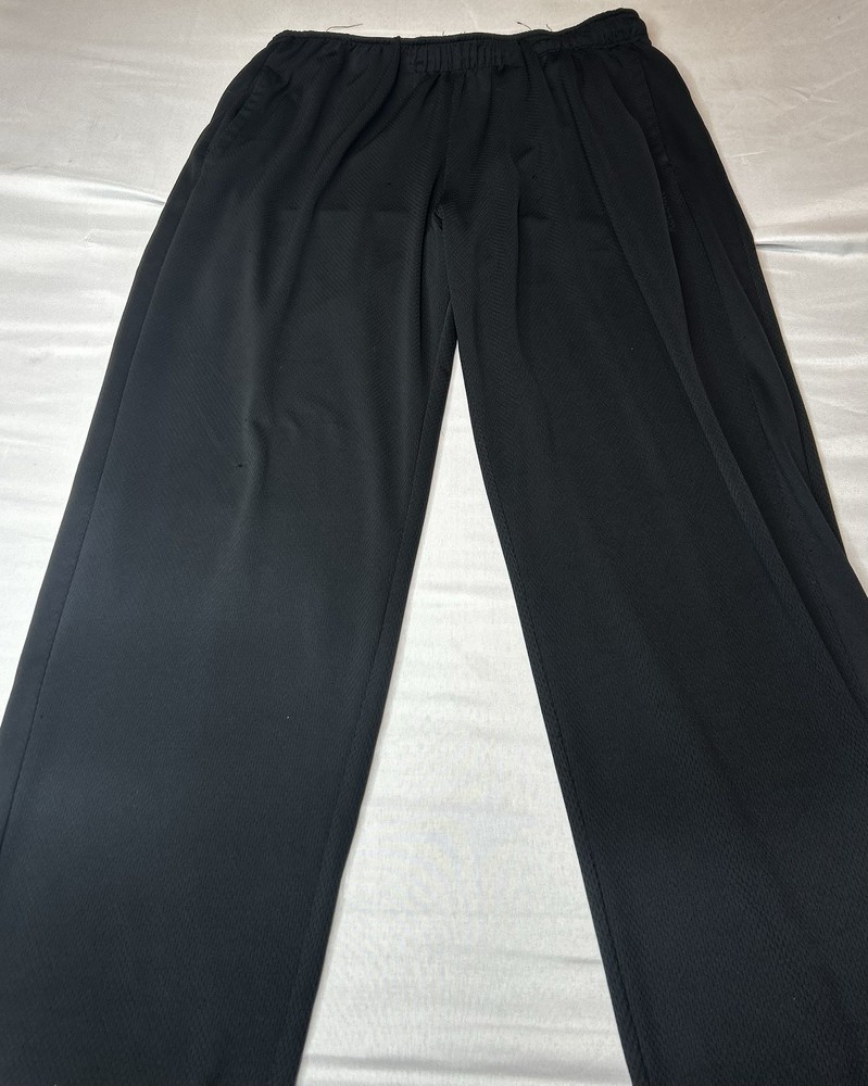 BCG Mens Athletic Mesh Pants Black Elastic Waist Straight Leg Activewear Size L