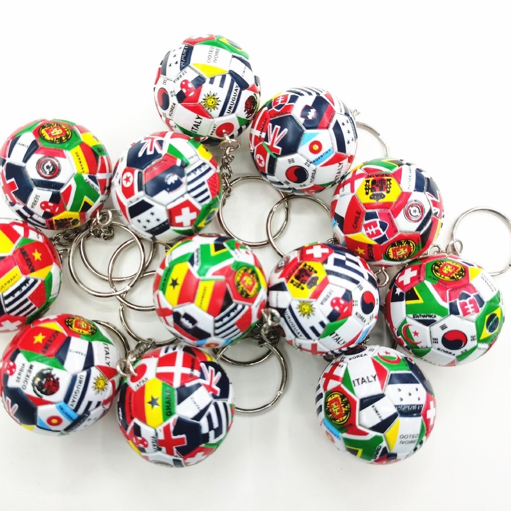 Keychain Rubber 3D Soccer Ball  Souvenir And Key Fob Chain Holder For Car Home