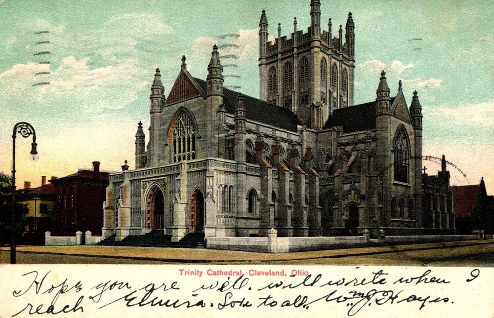 Postcard Trinity cathedral, Cleveland, Ohio