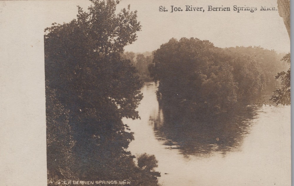 Berrien Springs MI Michigan ~ St Joe River RPPC B.F. Dilley, photo