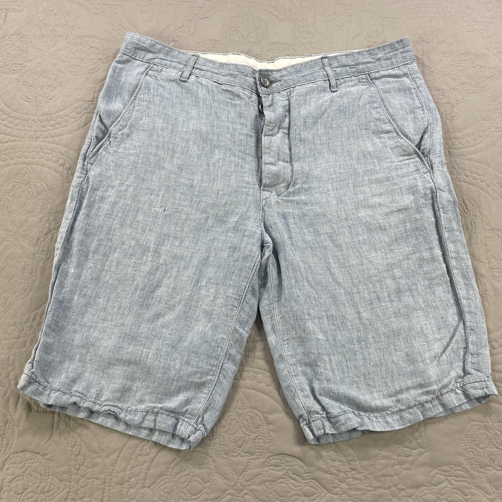Levi Strauss Shorts Mens 33 Blue Linen Blend Lightweight Summer Chino