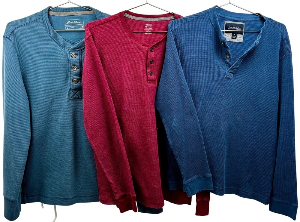 Eddie Bauer Old Navy St. Johns Bay Shirt Mens Medium Bundle Of 3 Thermal Henley