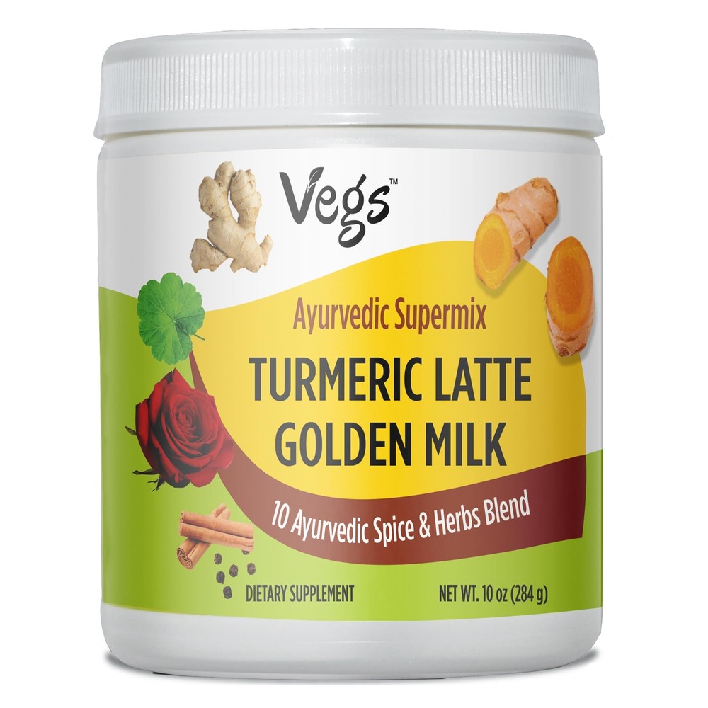Vegs Turmeric Latte Golden Milk Mix with Adaptogens - Ayurvedic Super Spice Blend