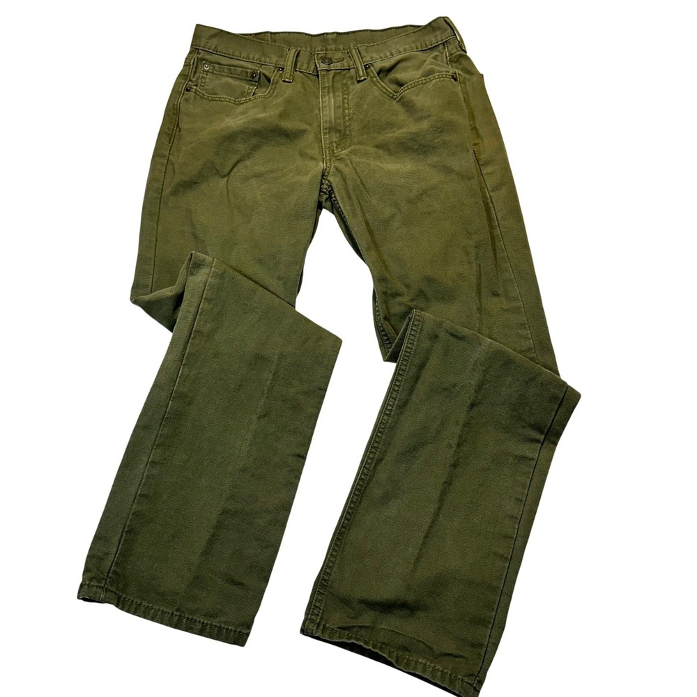 Levi's 514 Straight Fit Pants Mens 31x30 Olive Green Canvas Workwear Gorpcore