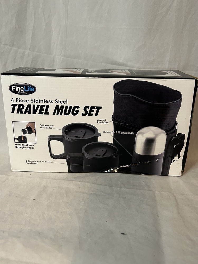 4-Piece Stainless Steel Travel Mug Set - Open Box - Find Life  