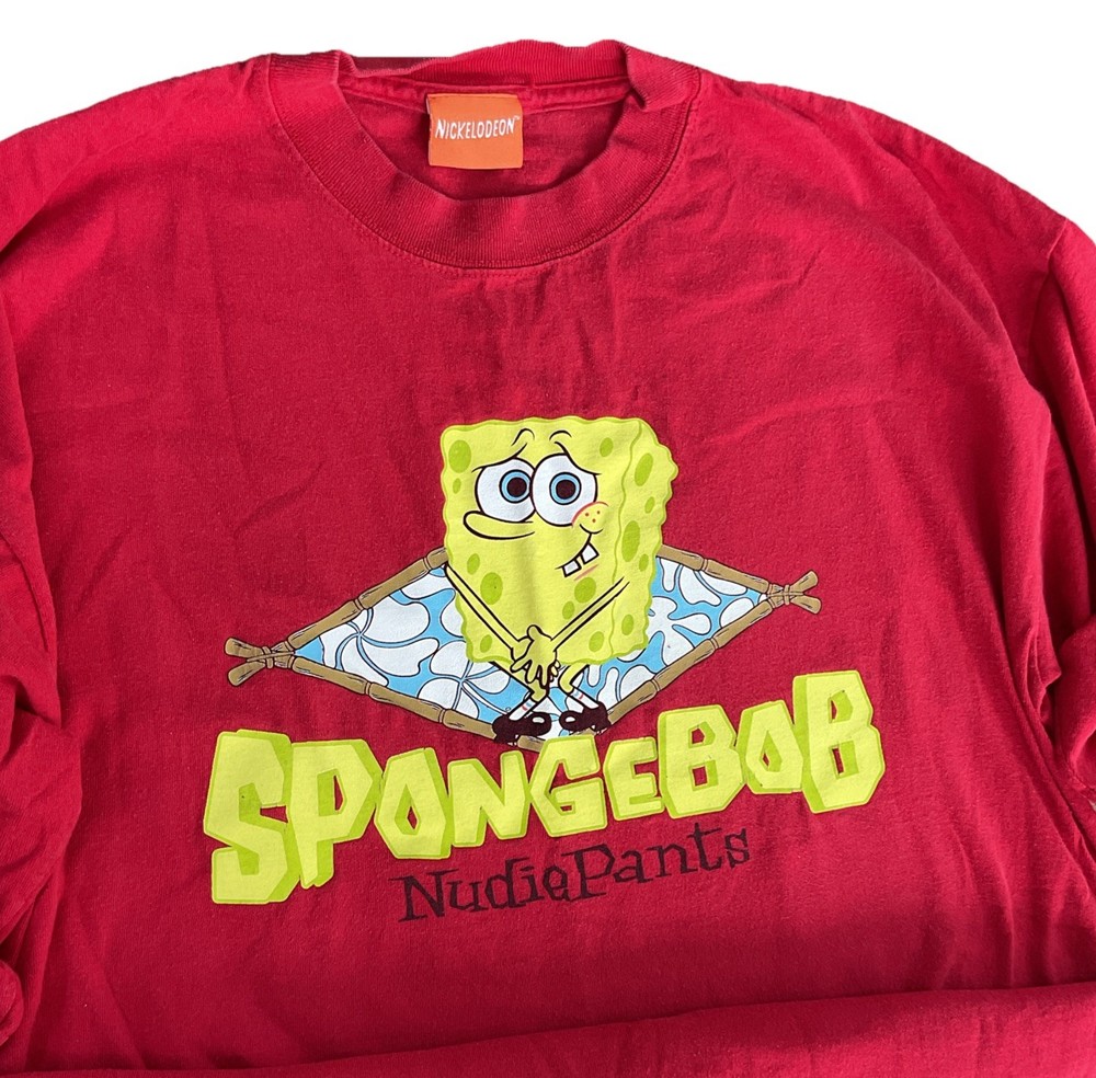 Vintage Spongebob Squarepants T-Shirt Men Sz XL Nudiepants Nickelodeon Y2K 2002