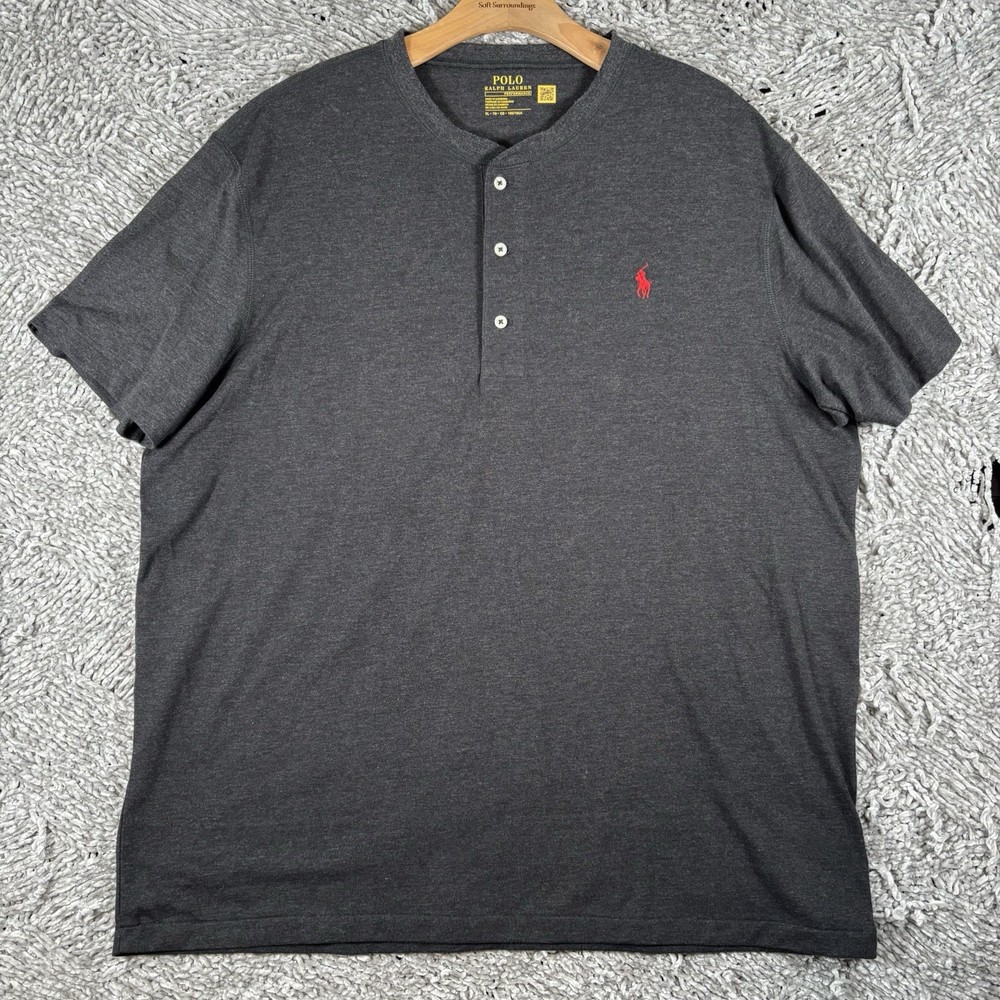 Polo Ralph Lauren Performance Henley T-Shirt Men's Size XL Short Sleeve Black