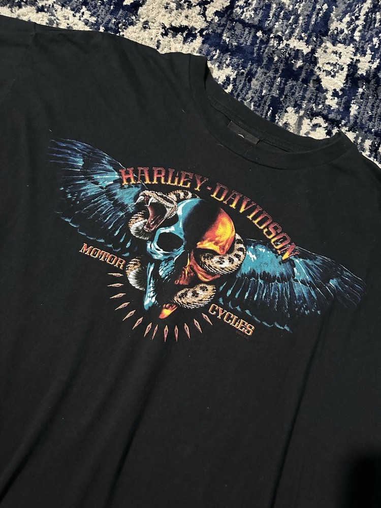 Vintage Harley Davidson Voodoo Lounge 2Xl? Black Tee Shirt Skull Snake Graphic