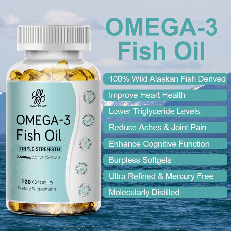 omega 3 fish oil capsules 3x strength 2500mg epa&dha,highest potency 120Softgels