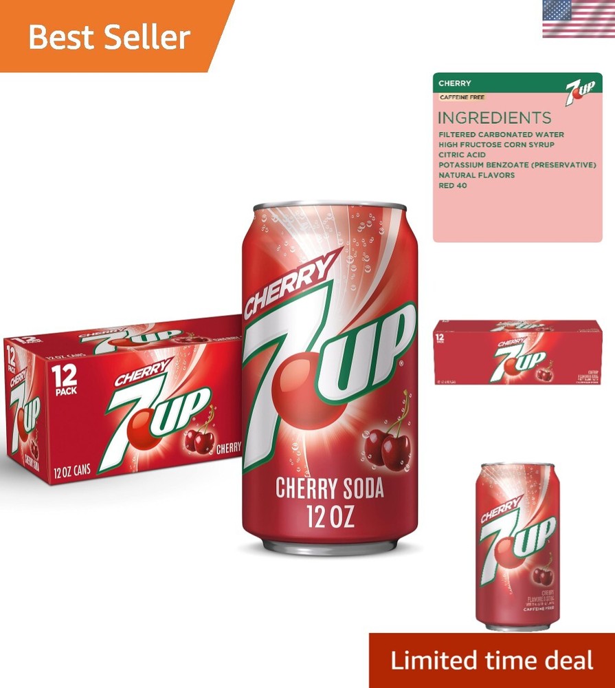 Iconic Cherry Soda, 12 fl oz Cans - Caffeine-Free & Refreshing, Pack of 12