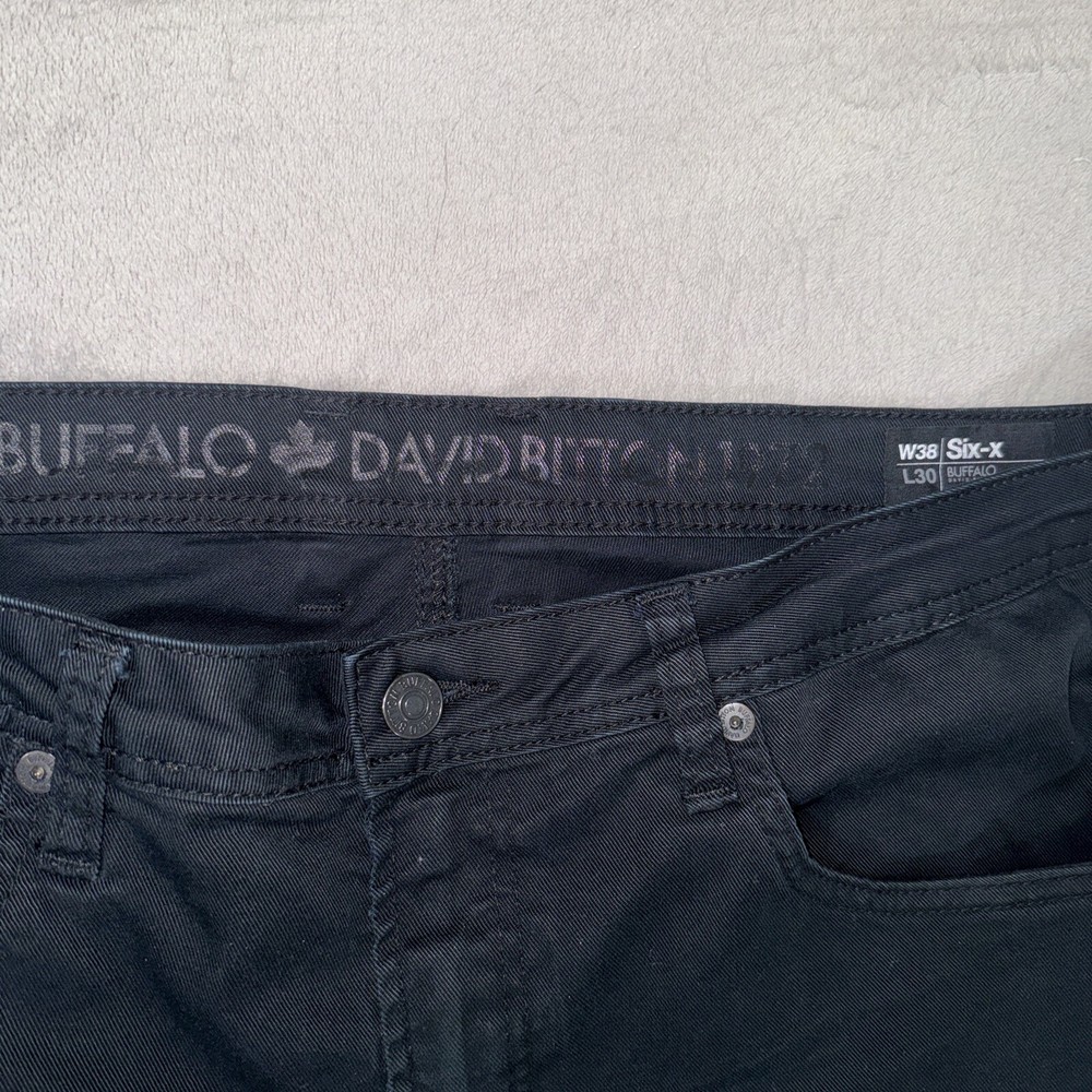 Buffalo David Bitton Mens Black Pants Size 38x30 Six-x Basic Straight Stretch