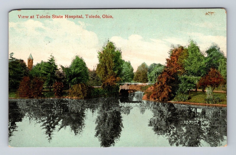 Toledo OH-Ohio, Toledo State Hospital, Pond, Vintage c1910 Postcard