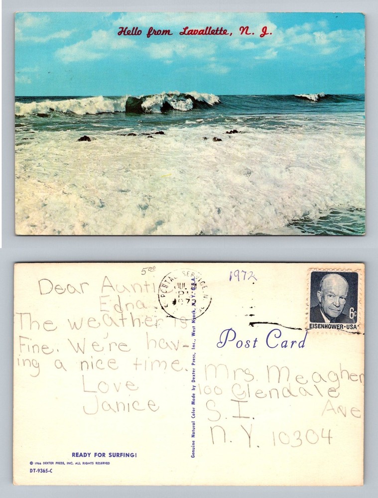 Lavallette, NJ-New Jersey, Ocean Surf Waves Lavallette Vintage c1972 Postcard