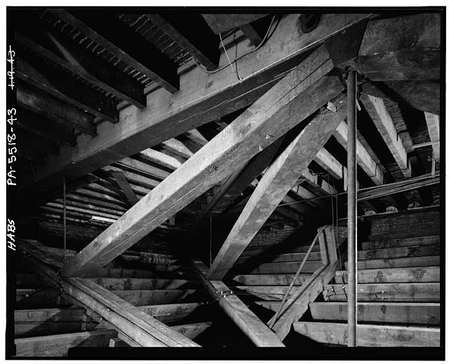 Photo:Attic Roof Trusses Staircase Detail 1900s Interior Structural View