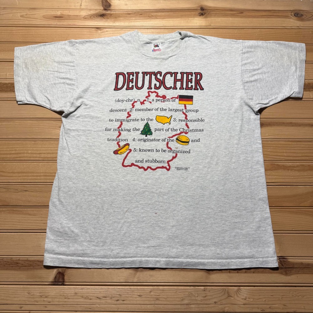 Vintage 90s Deutscher German Heritage Definition Graphic Funny T-Shirt USA - XL
