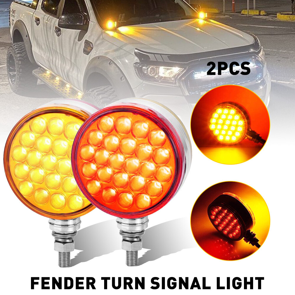 LED Fender Turn Signal Light Brake Tail Running Lights Kit Car Truck Amber Red I