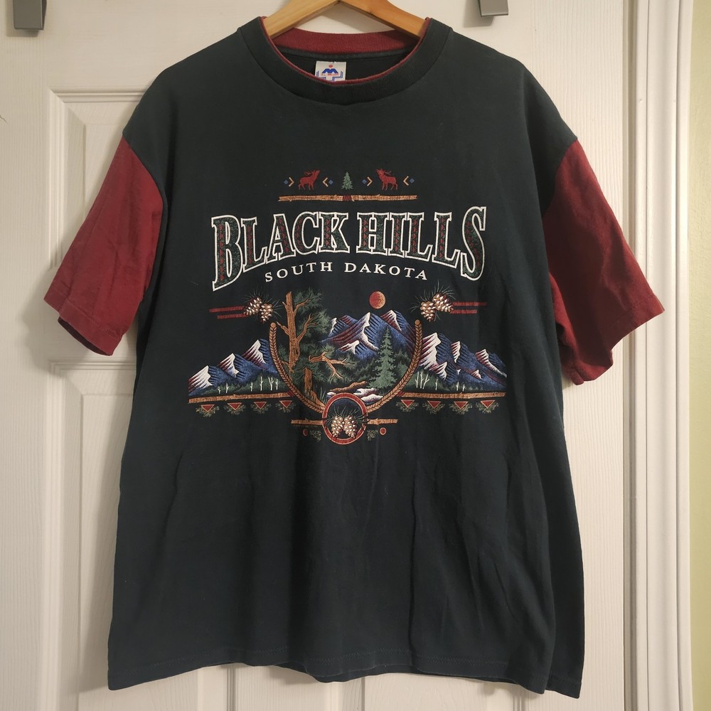 Large 90s Vintage Black Hills South Dakota SD Mountain Shirt VTG B6