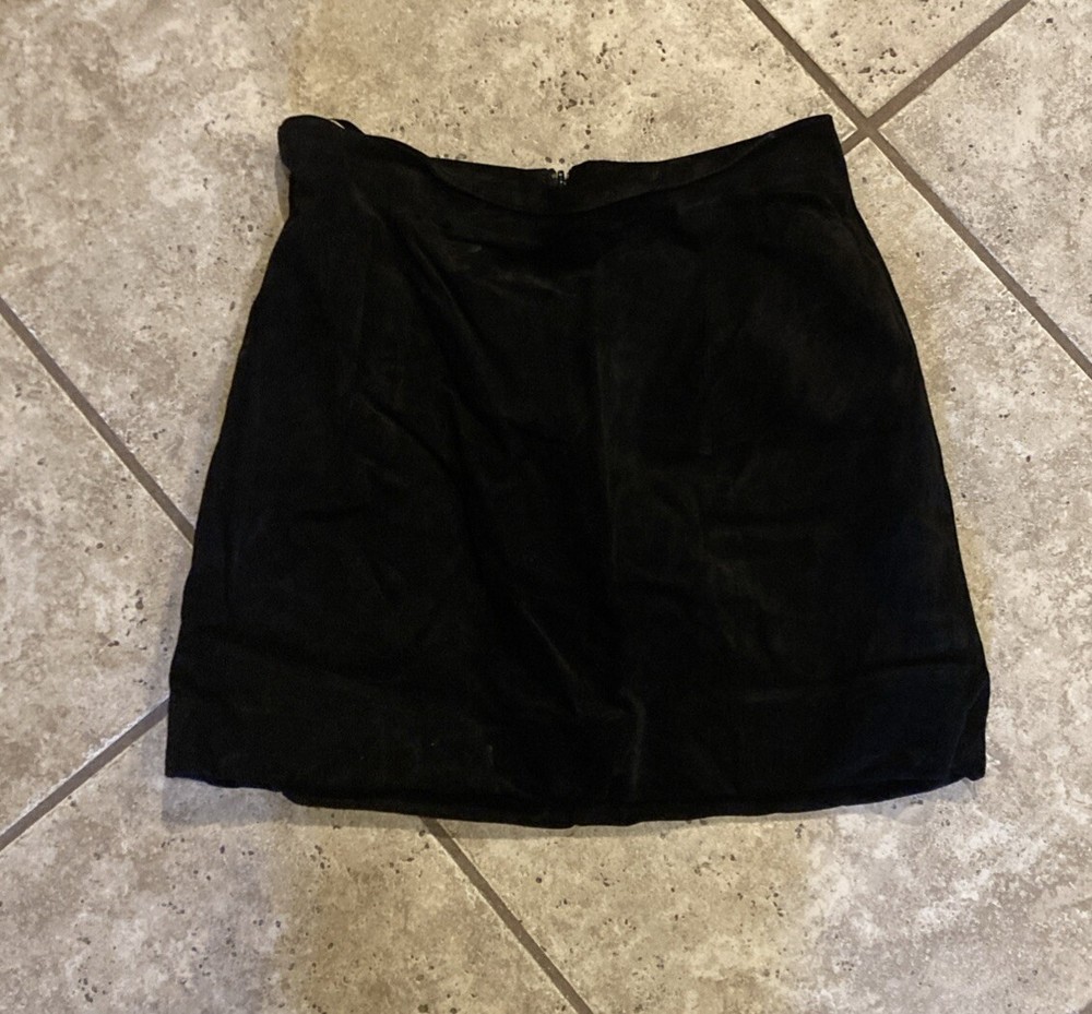 Wilsons Leather Skirt Women's 14 Black Suede Vintage Leather