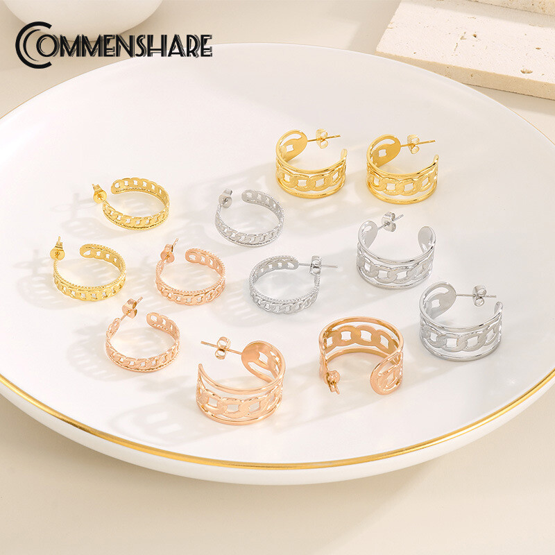 European and American stainless steel titanium steel chain earrings for ladies