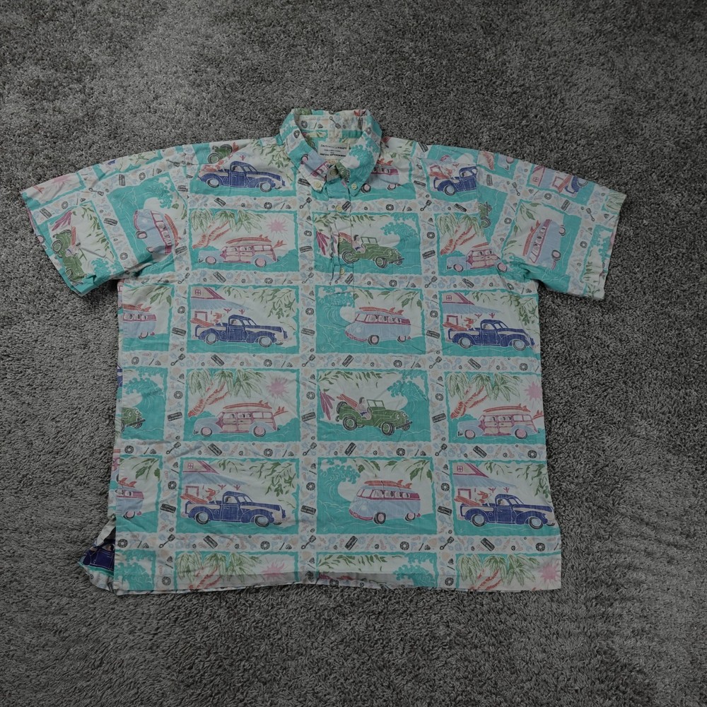 Reyn Spooner Hawaiian Shirt Mens XXL Cotton Reverse Print Cars Lightweight