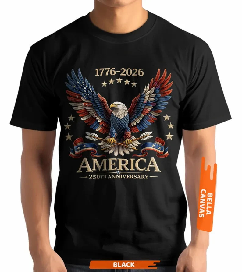 250th Anniversary America Patriotic T-Shirt, Bald Eagle American Flag Tee