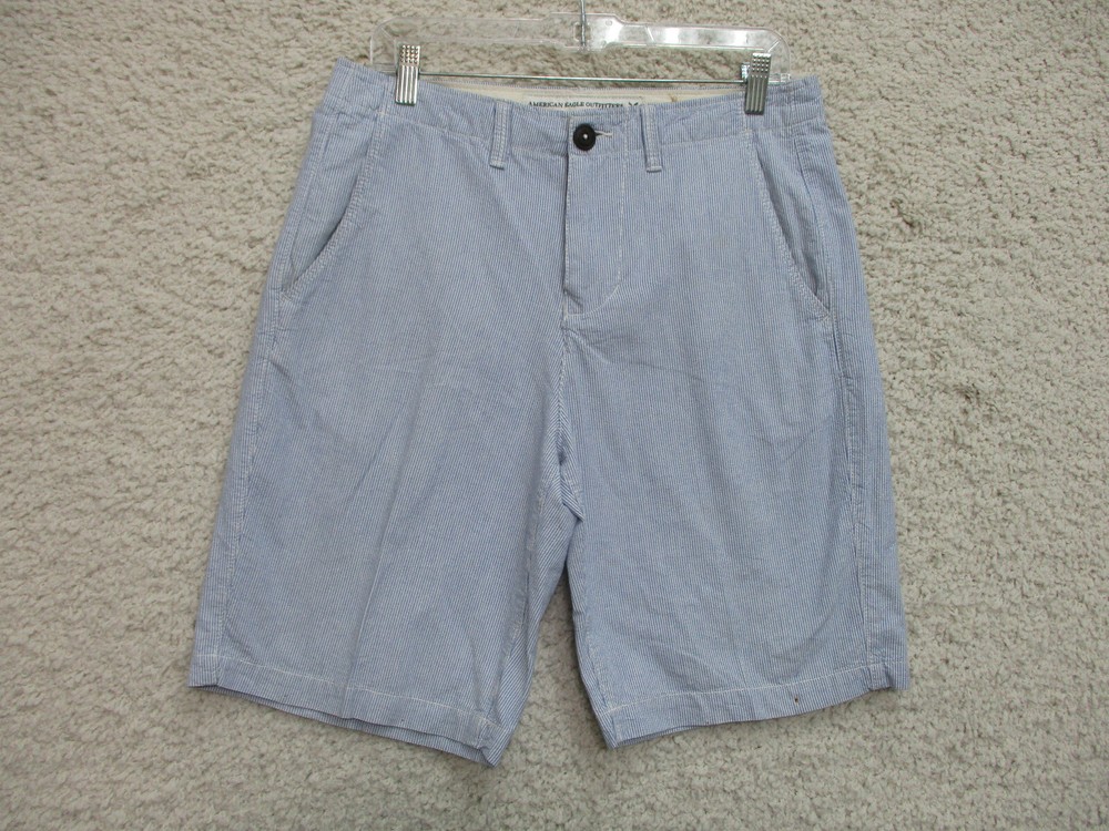 American Eagle Shorts 30 Mens Blue Chino Pockets Classic Fit Casual Cotton Logo