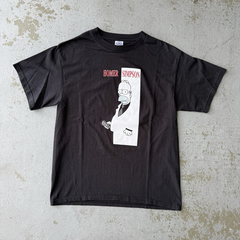 Vintage Y2K The Simpsons Homer Scarface Parody Graphic T Shirt Size Large