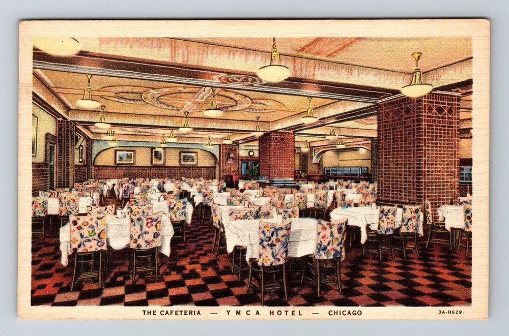 Chicago IL-Illinois, The Cafeteria, YMCA Hotel, Vintage Postcard