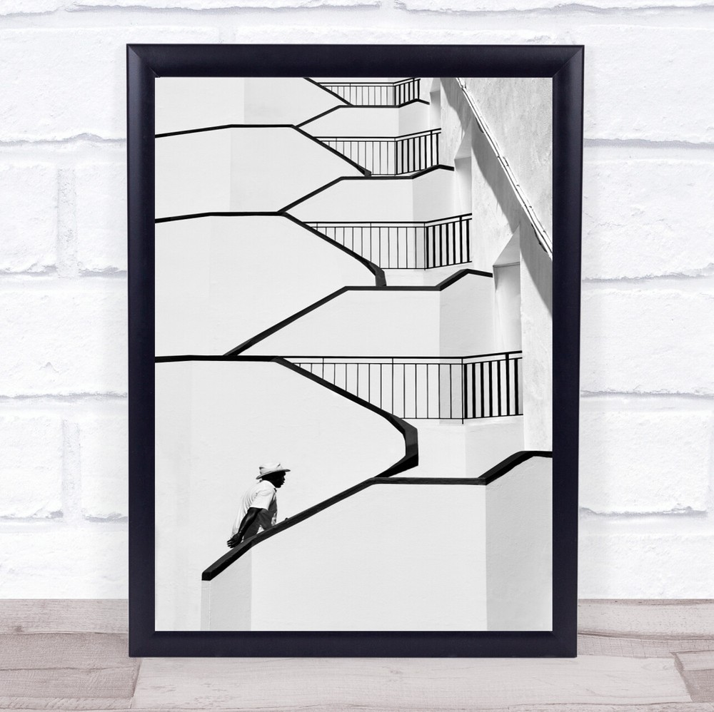 My Baby Left Me Stairs Floors Levels Building Person Graphic Wall Art Print