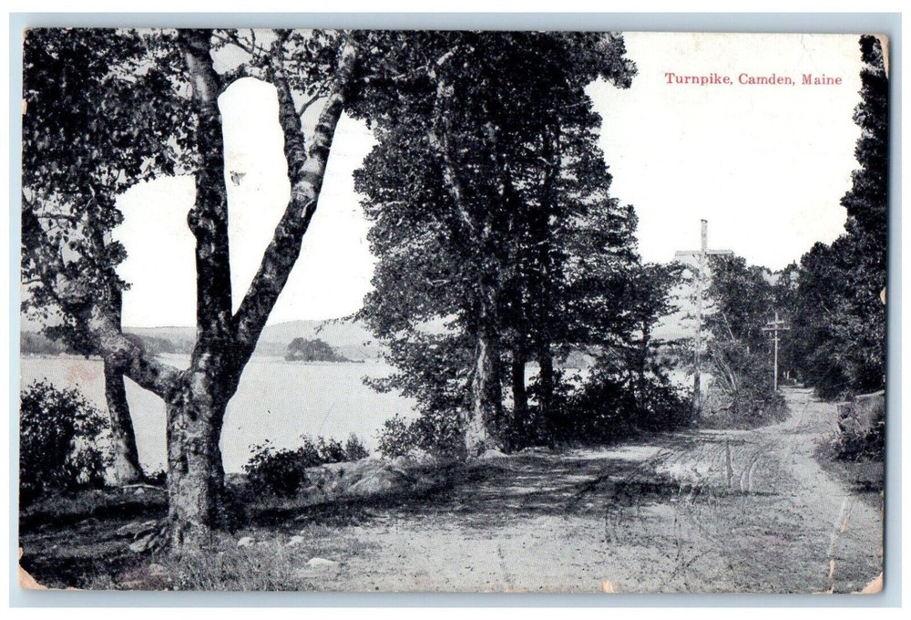 1923 Trees, Road Scene Turnpike Camden Maine ME Vintage Posted Postcard