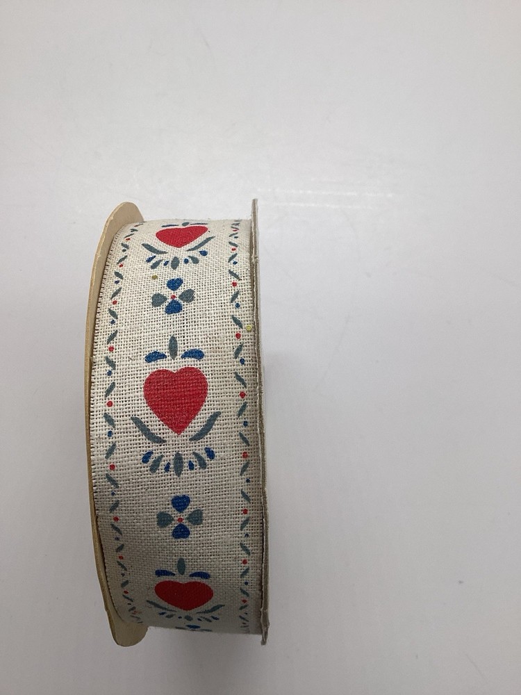 VTG Lion FolkHeart No9 1 Inch 25 Yards Red Ribbon Trim