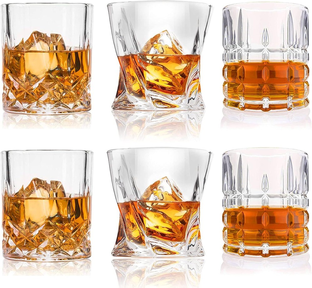 Waterford Style Double Old Fashioned Whiskey Glasses Set of 6 Crystal
