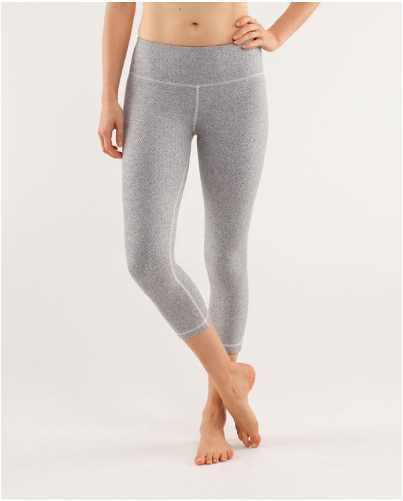 LULULEMON Wunder Under Crop Luon Leggings Gray Herringbone SIZE 8