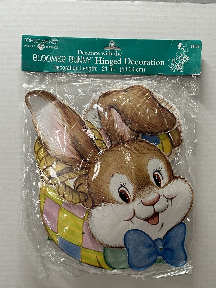 Vintage American Greetings Bloomer Bunny Diecut Easter Decoration 21 inch NOS
