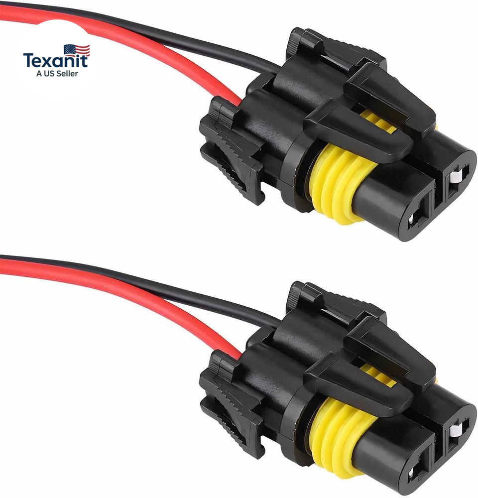 2 PCS Wiring Harness Headlight Socket, 9005 9006 9012 HB3 HB4 Female Wire Connec