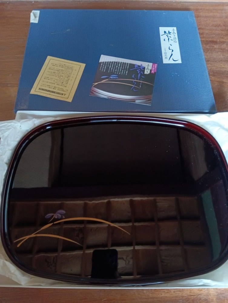 Lacquerware Tray Hand-painted Maki-e Design Orchid Pattern Traditional Craft
