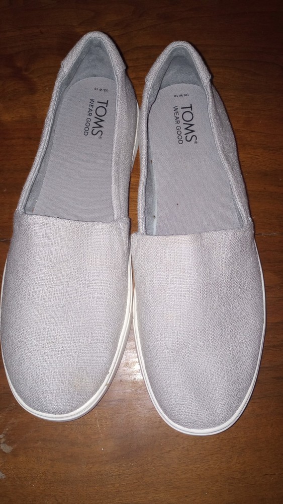TOMS Gray Canvas Men's Slip-On Casual Shoes Comfort Size 10