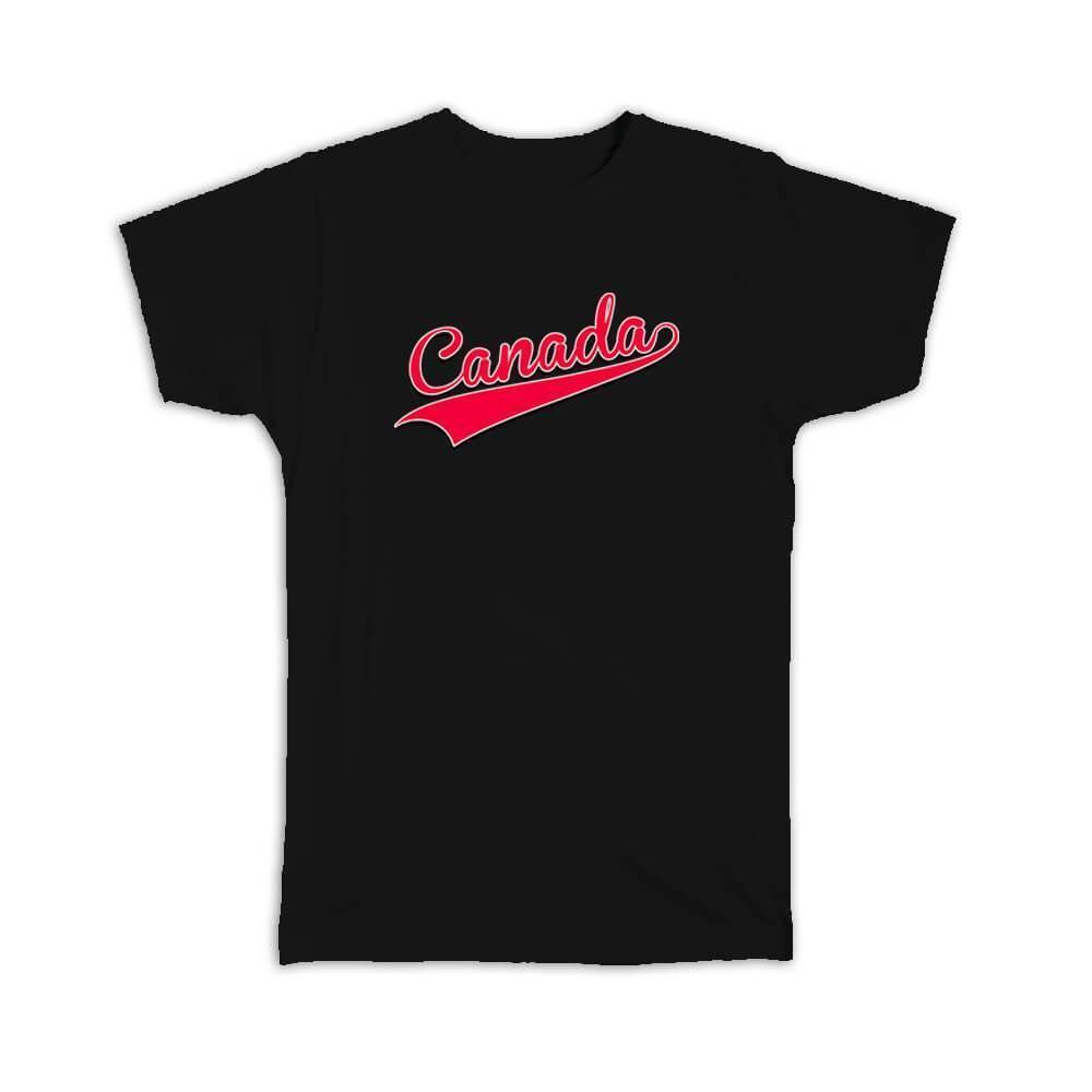 Gift T-Shirt : Canada Flag Varsity Script Baseball Beisbol Country Pride
