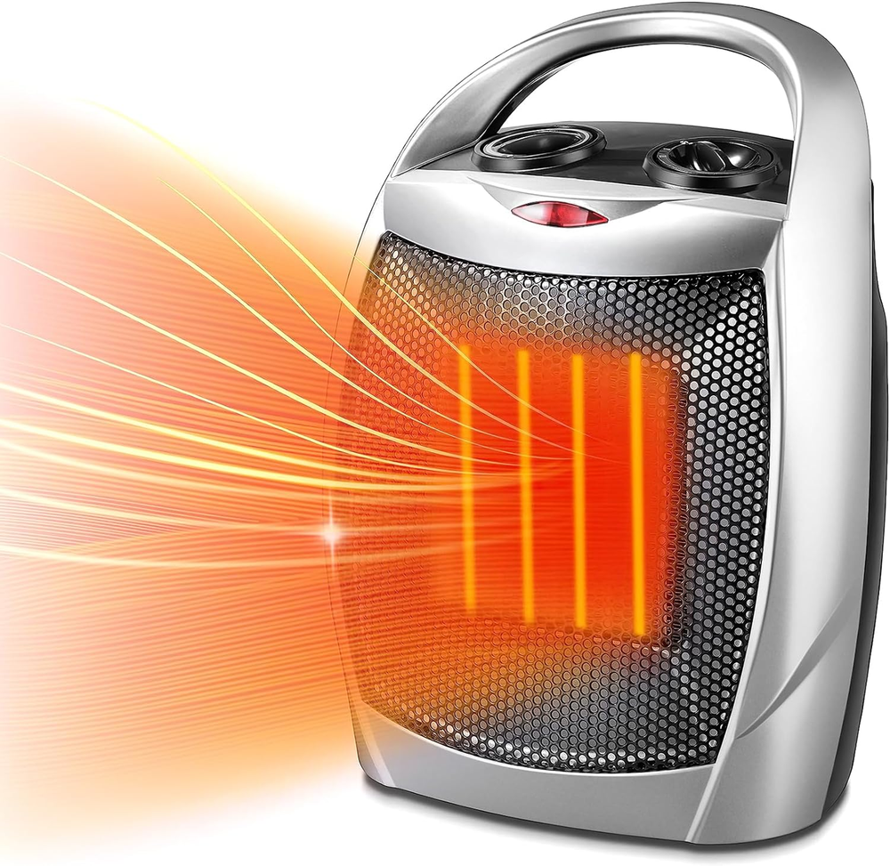 Small Electric Space Heater,Portable Ceramic Space Heater Fan for Office with Ad