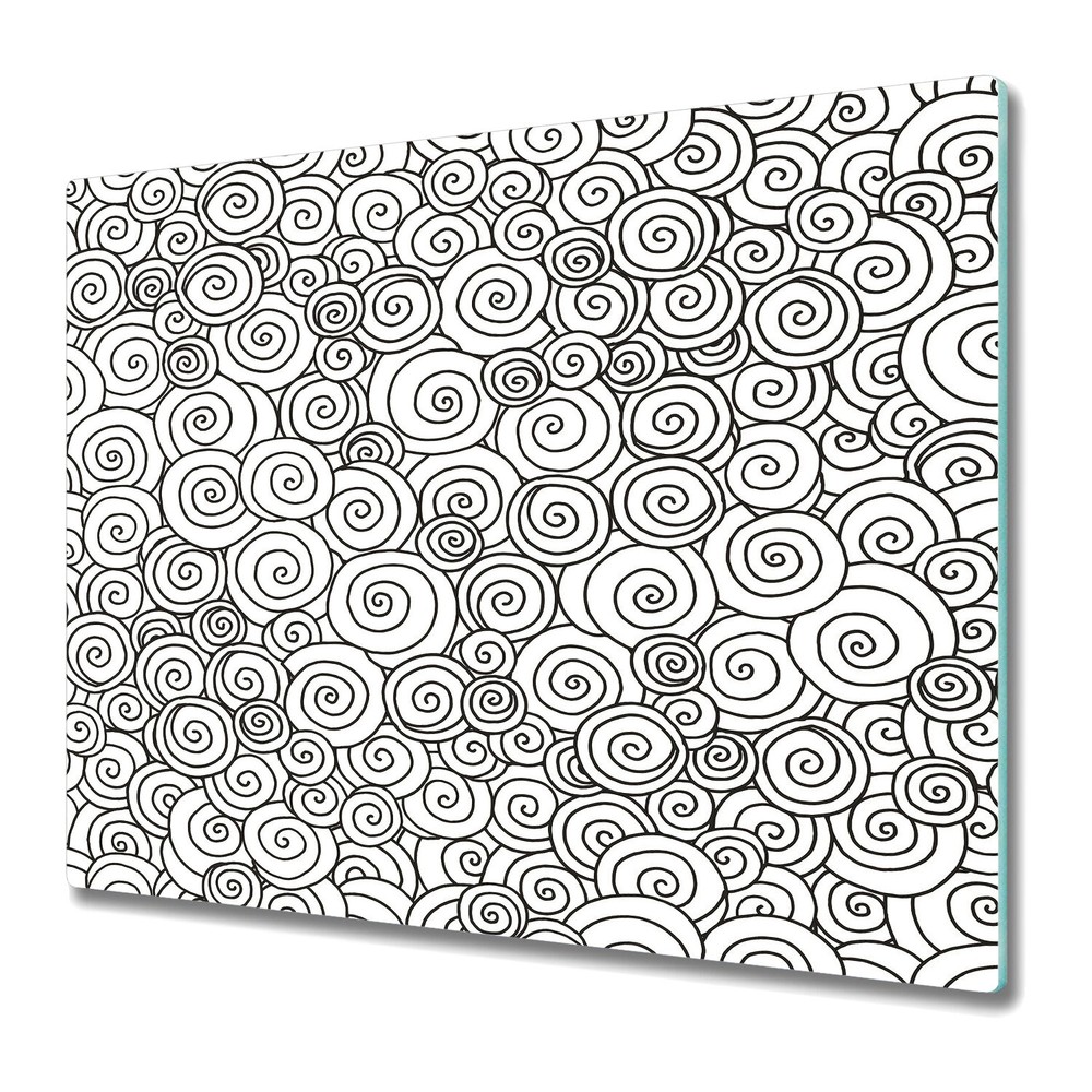 Glass Worktop Kitchen Chopping Board Swirl Black and White Modern 60x52