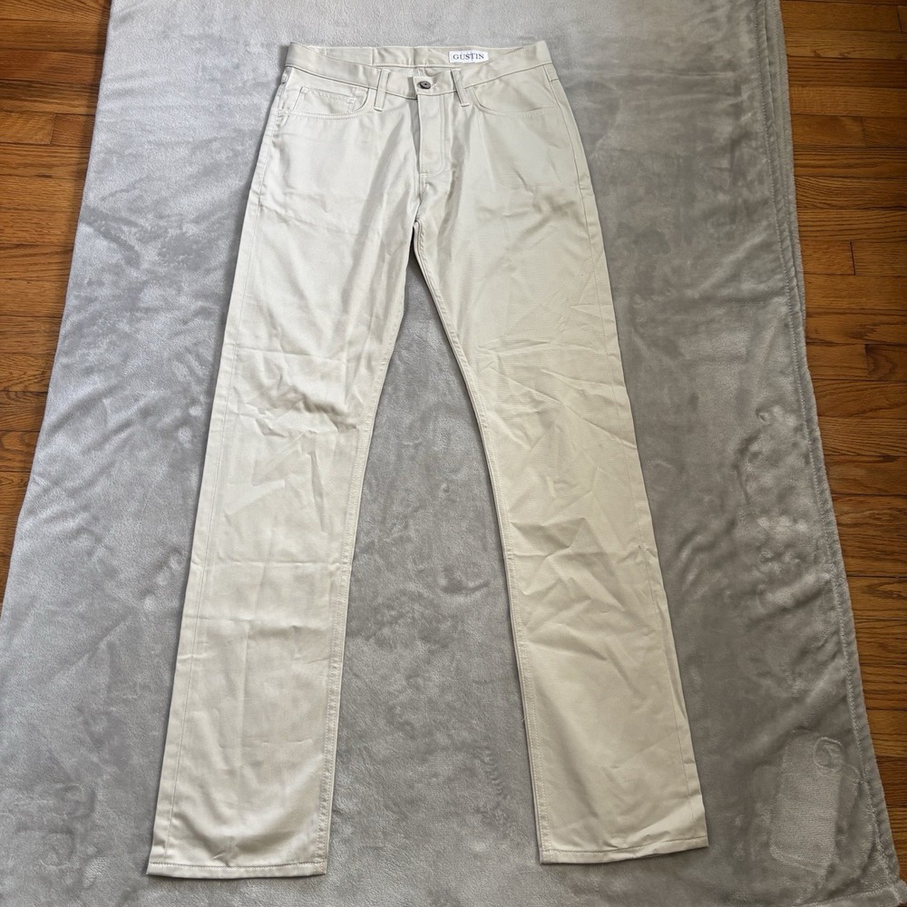 Gustin Mens Classic Twill 5 Pocket Pants Straight Fit Button Fly USA Size 34x35