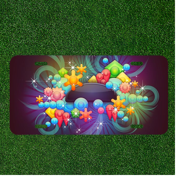 Create Your Own Customized License Plate with Unique Abstract Design and Badge for a Personalized Touch