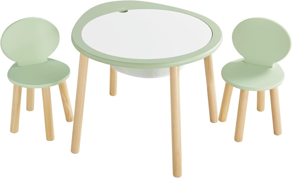 Beright Kids Table and Chairs Set, Wooden Play Onesize, Dark Green
