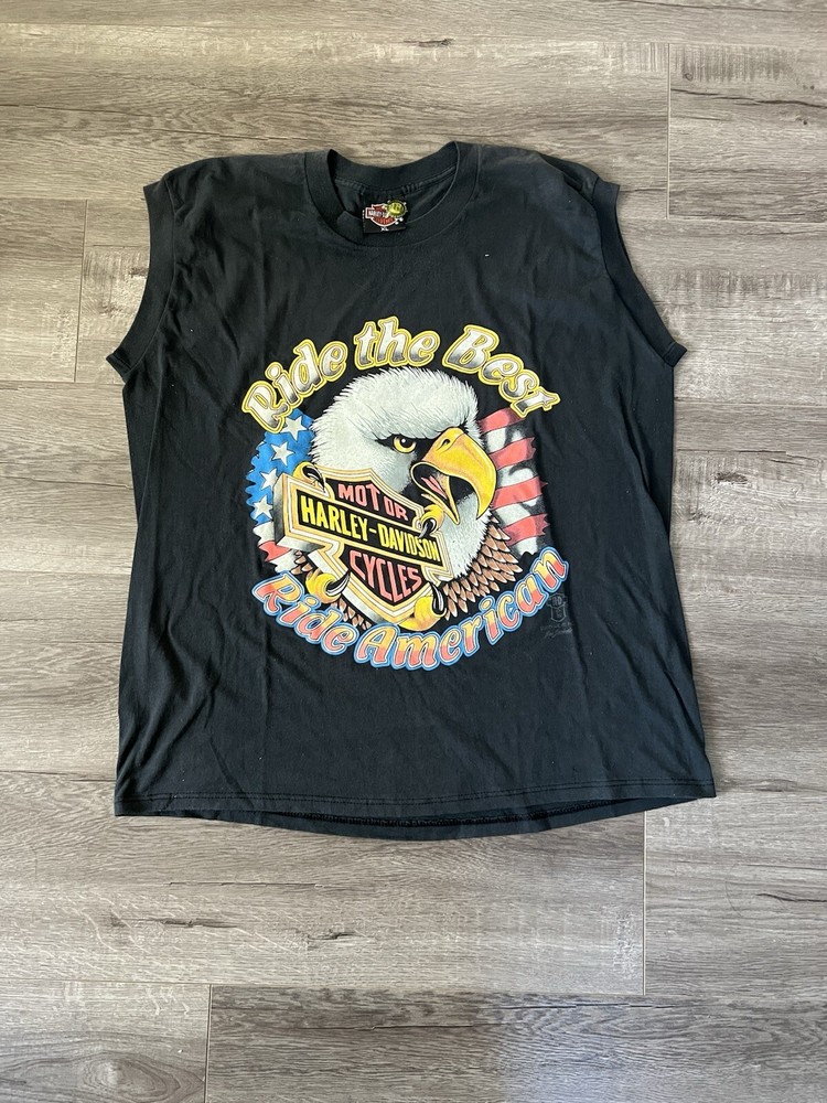 Vintage 1990s 3D Emblem Harley Davidson Tank Top Tshirt