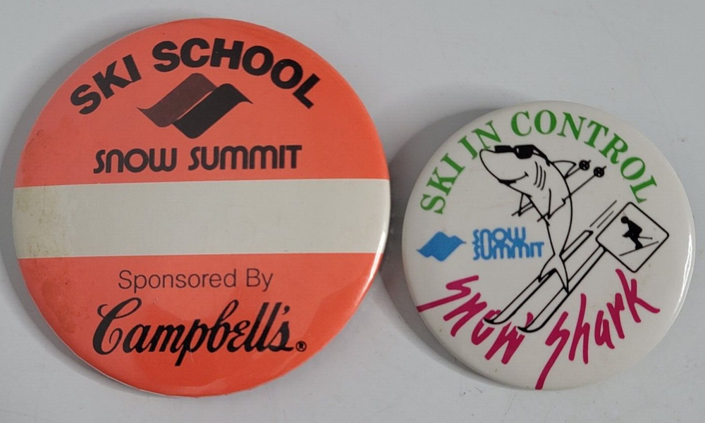 Snow Summit Ski School California Vintage Sport Travel Hat Pin Buttons Lot