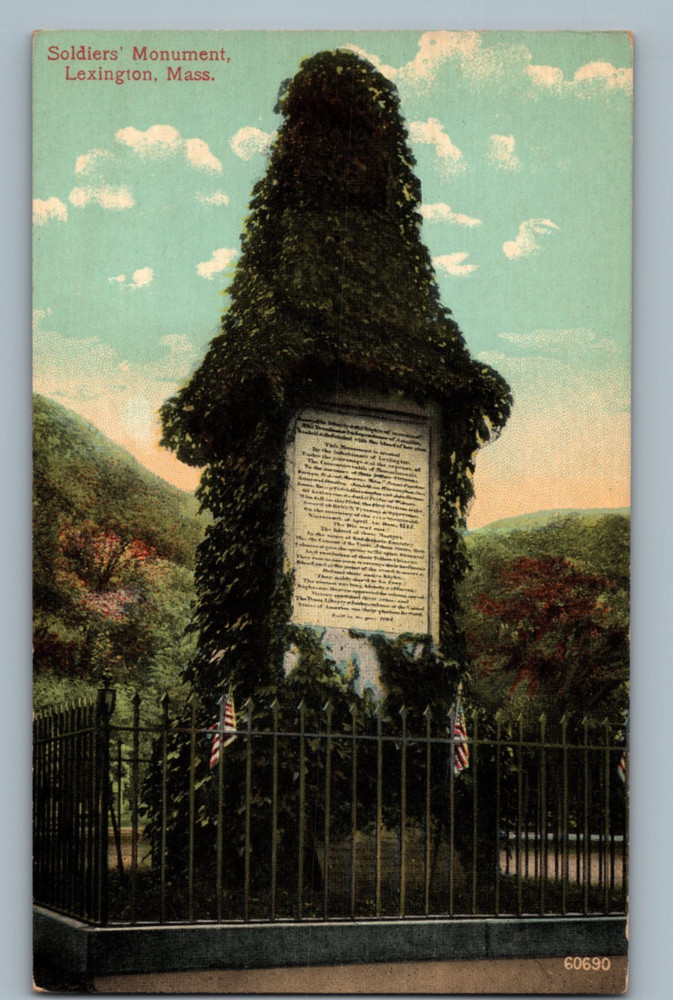MA Lexington Revolutionary War Memorial Soldiers’ Monument Postcard