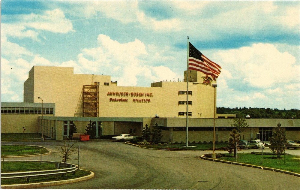 Dr Jim Stamps Postcard Anheuser Busch Inc Merrimack New Hampshire Parking Lot